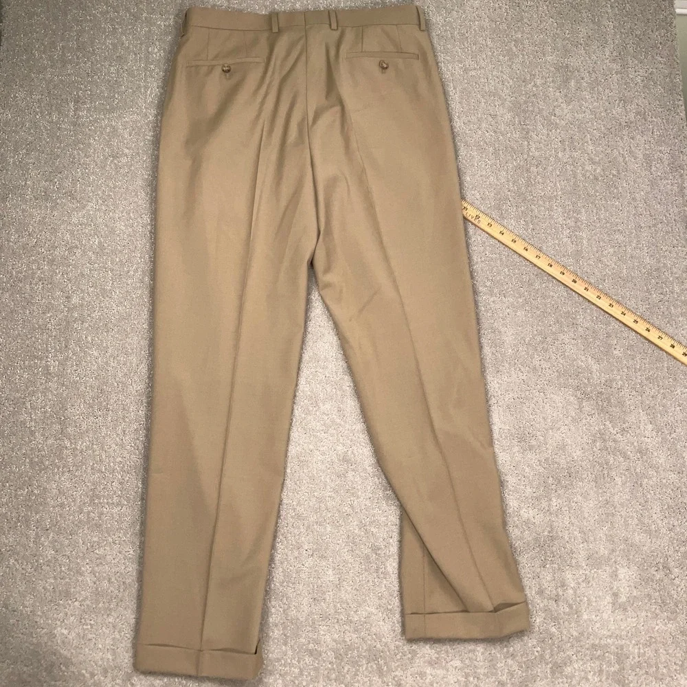 Lauren Ralph Lauren Dress Pants Mens 34W 32L Tan Performance Pleat Wool Stretch